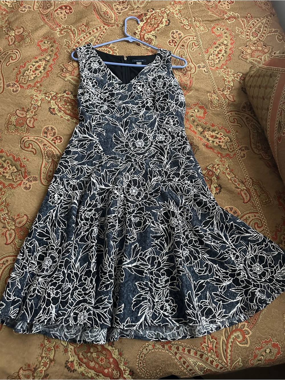 Tommy Hilfiger Navy Dress with White Floral Lace Overlay